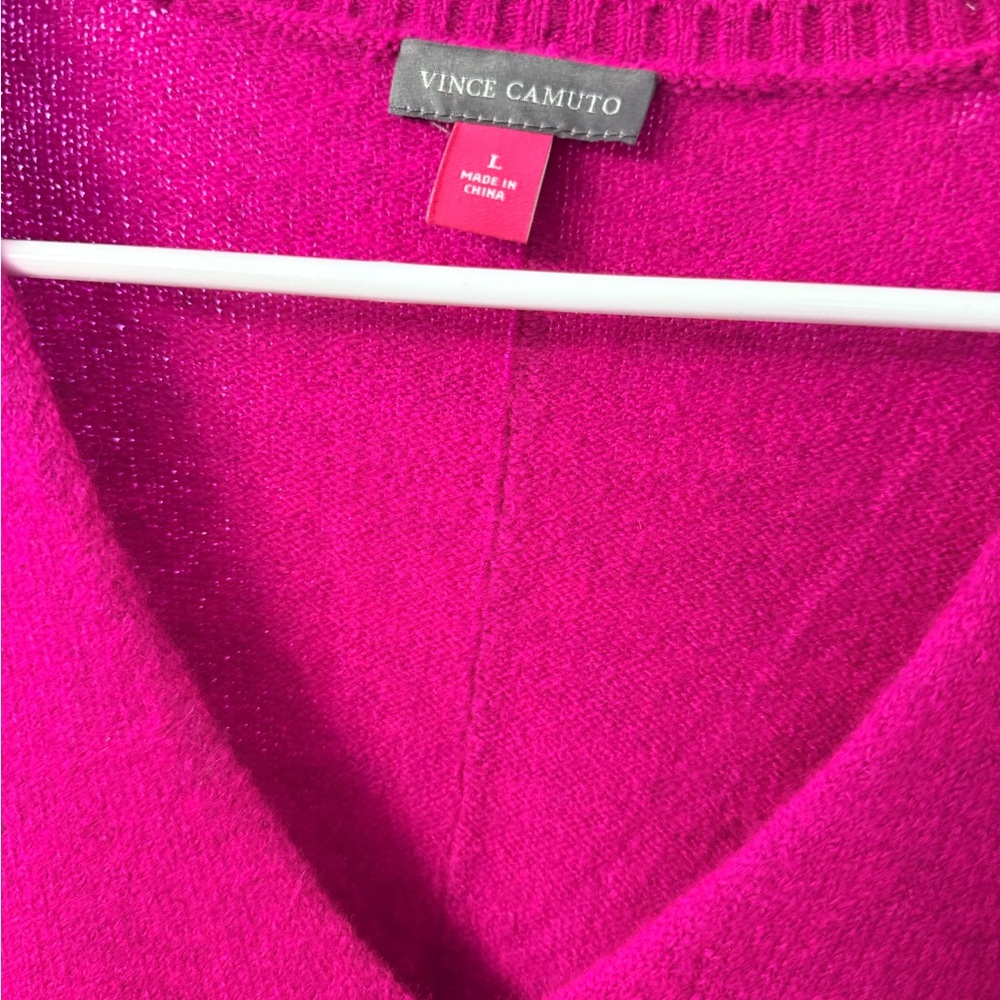 Vince Camuto Fuchsia V-Neck Sweater - Picture 2 of 5